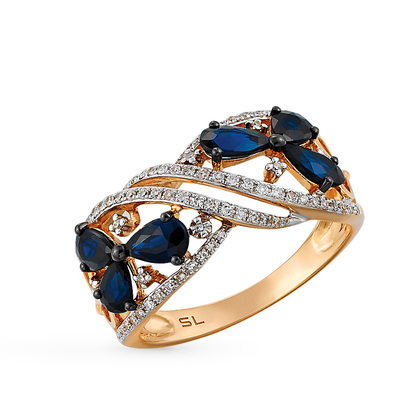 Золотое кольцо с сапфирами и бриллиантами в Ростовe-на-Дону