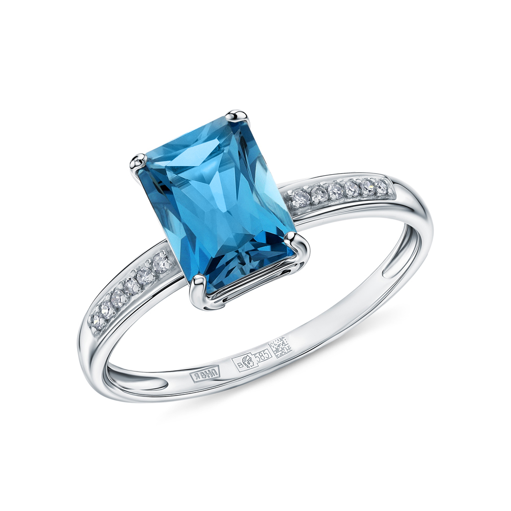 Золотое кольцо с бриллиантами природными и топазами природными в Самаре