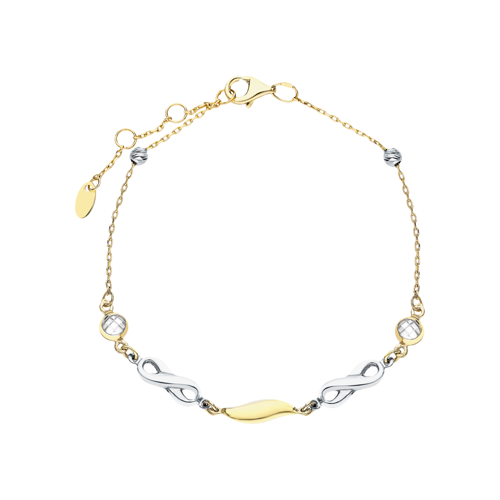 Золотой браслет с фианитами JASMİNE JEWELLERY: золото 585 пробы, фианит — купить в интернет-магазине SUNLIGHT, фото, артикул 262649