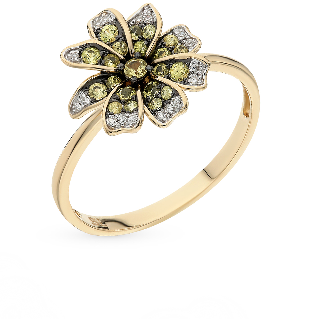 Золотое кольцо с сапфирами и бриллиантами в Екатеринбурге