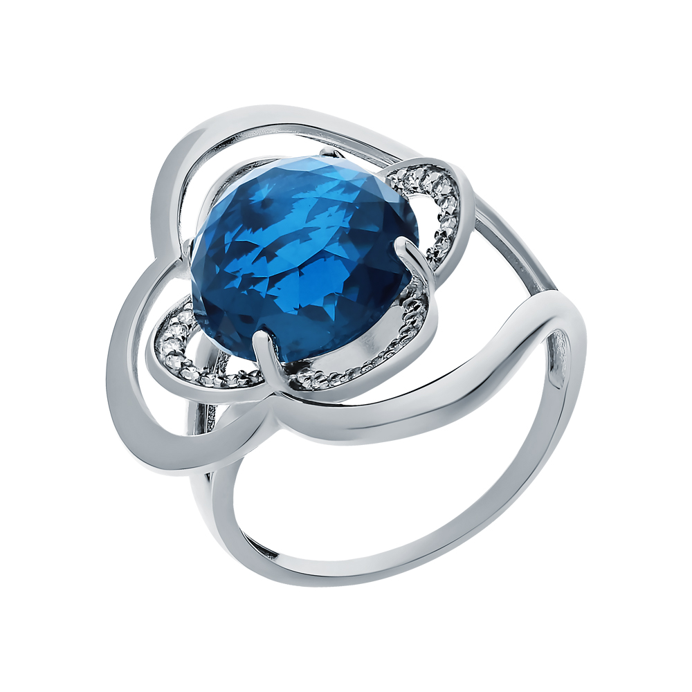 Фото «Серебряное кольцо с фианитами и топазами london нанокристаллами»