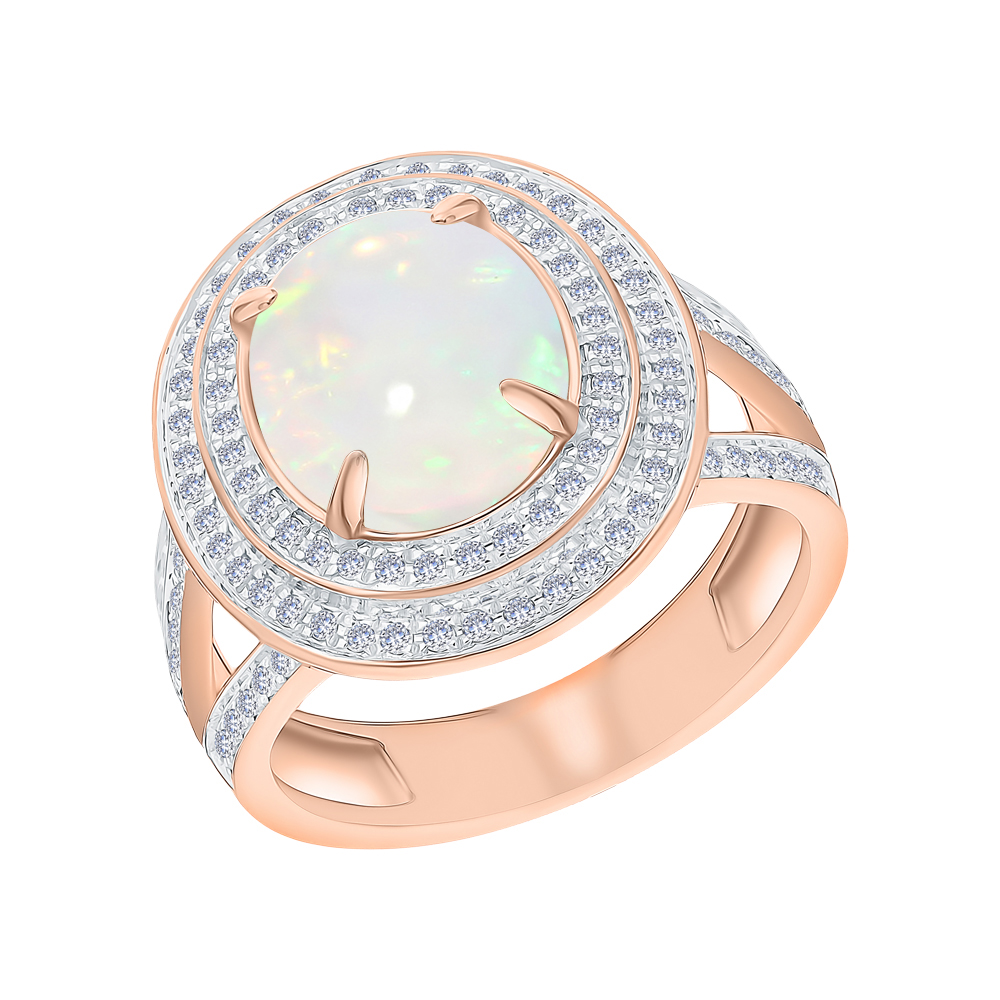 Фото «Золотое кольцо с опалом и бриллиантами»