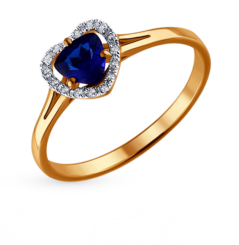 Фото «Золотое кольцо с корундом и бриллиантами SOKOLOV 2011018»
