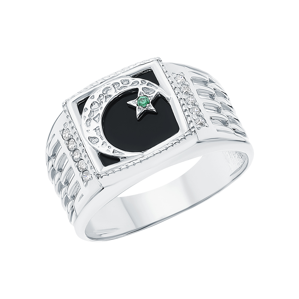 Серебряное кольцо с агатом и фианитами в Самаре