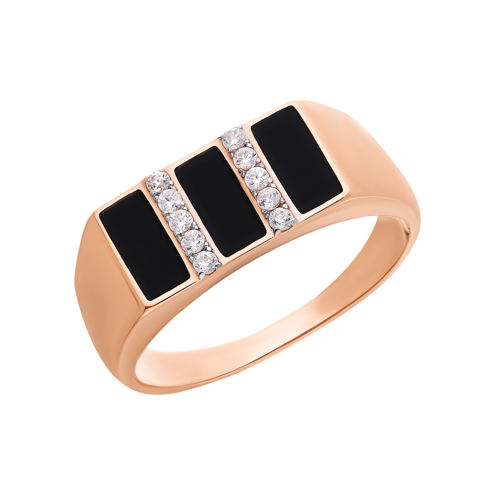 Золотое кольцо с эмалью и фианитами в Самаре