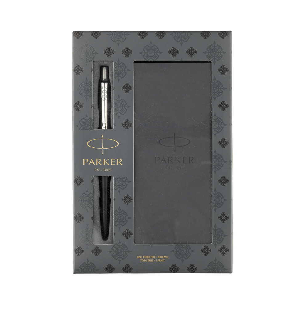 Подарочный набор с блокнотом и шариковой ручкой Parker Jotter Core K63, Satin Black CT в Краснодаре