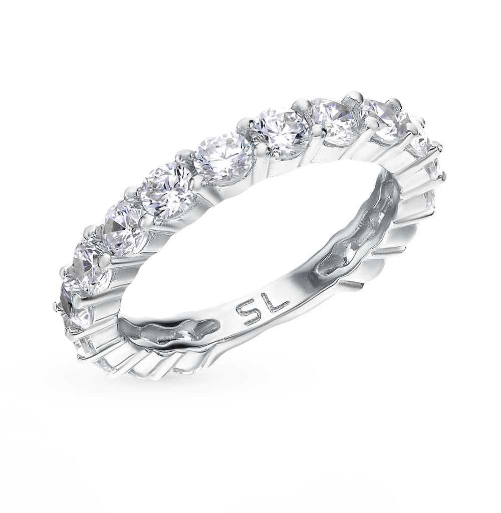 Серебряное кольцо с фианитами по кругу