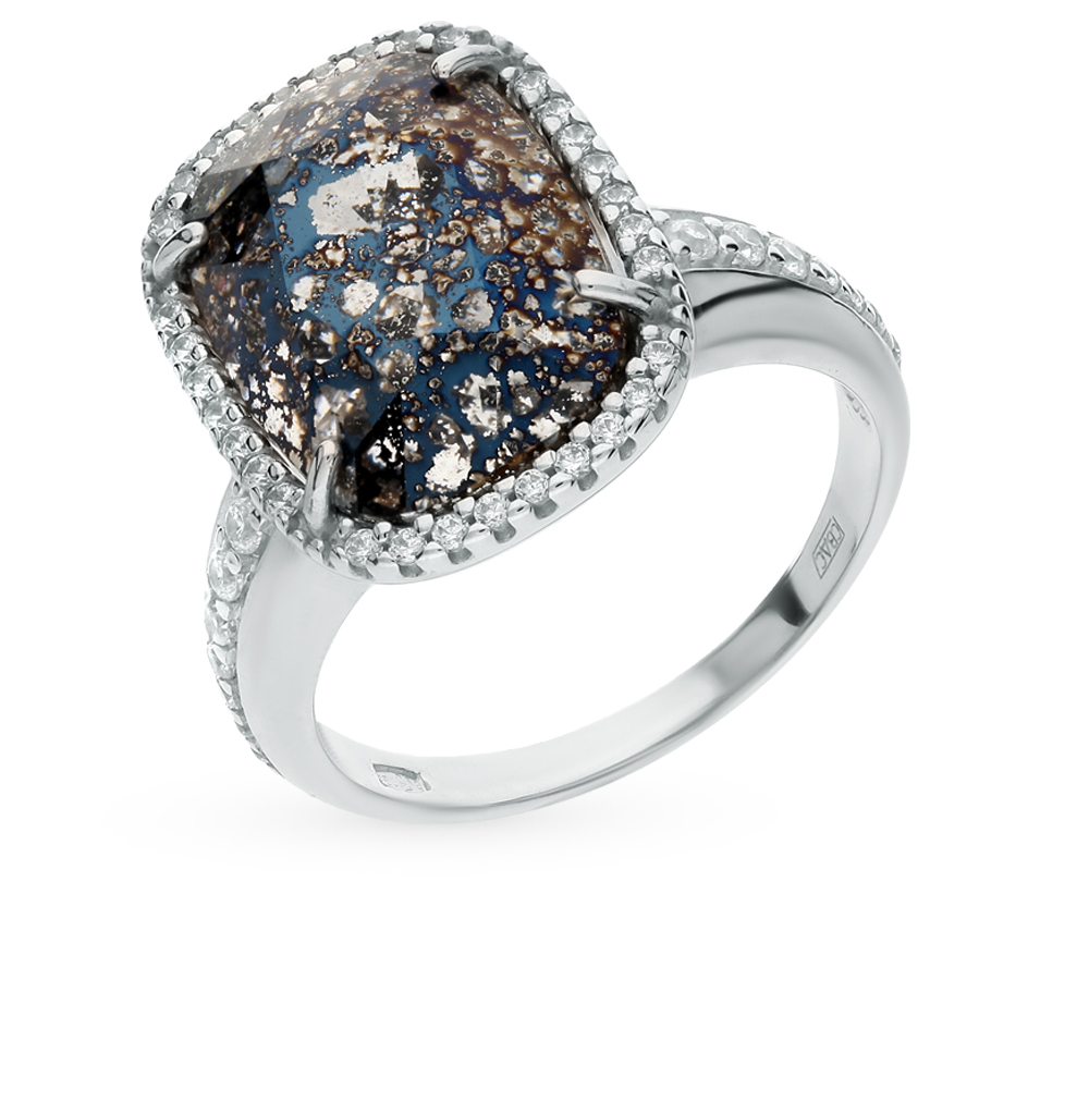 Серебряное кольцо с фианитами и кристаллами  Swarovski в Санкт-Петербурге