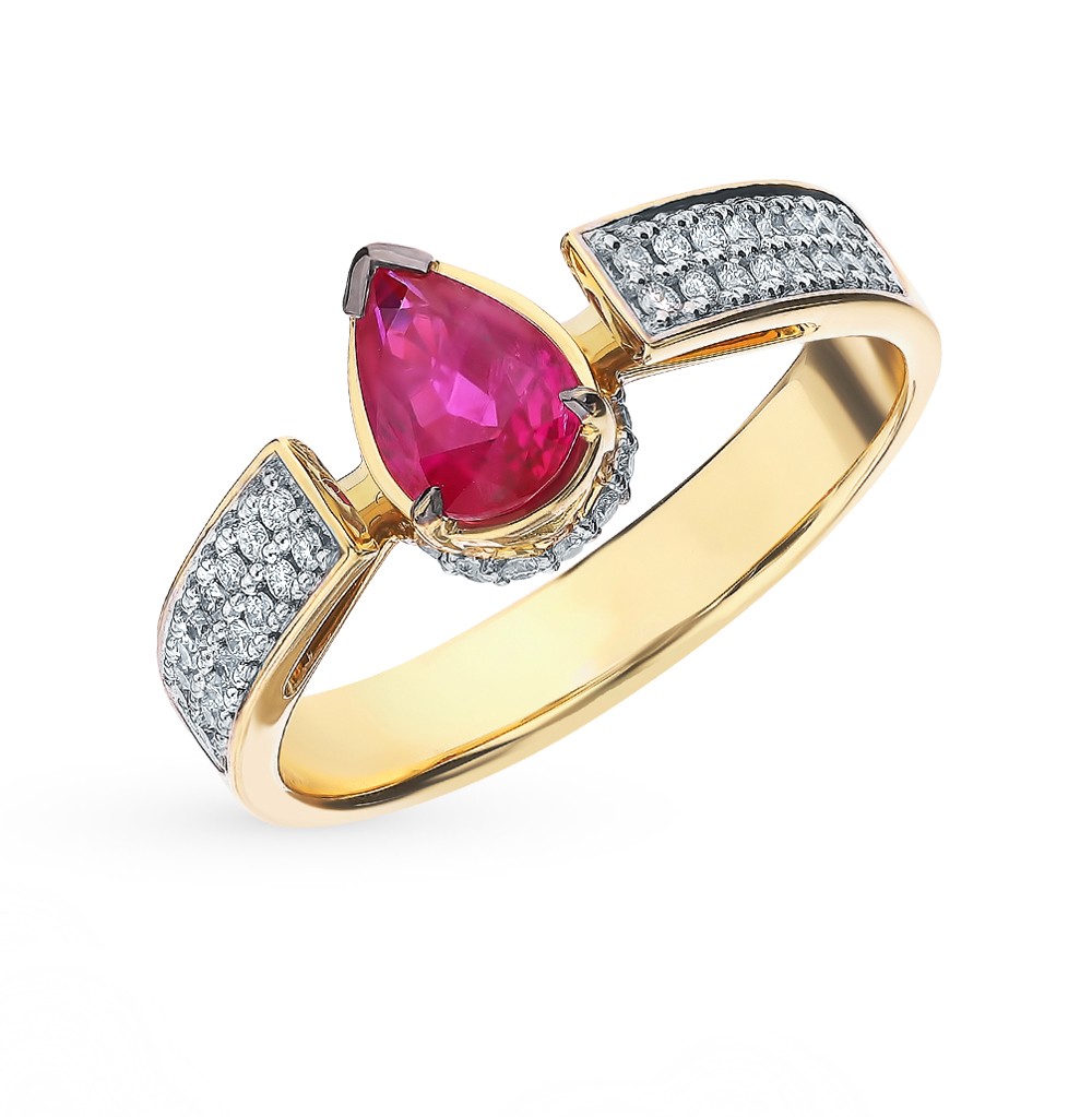 Золотое кольцо с рубинами и бриллиантами в Екатеринбурге