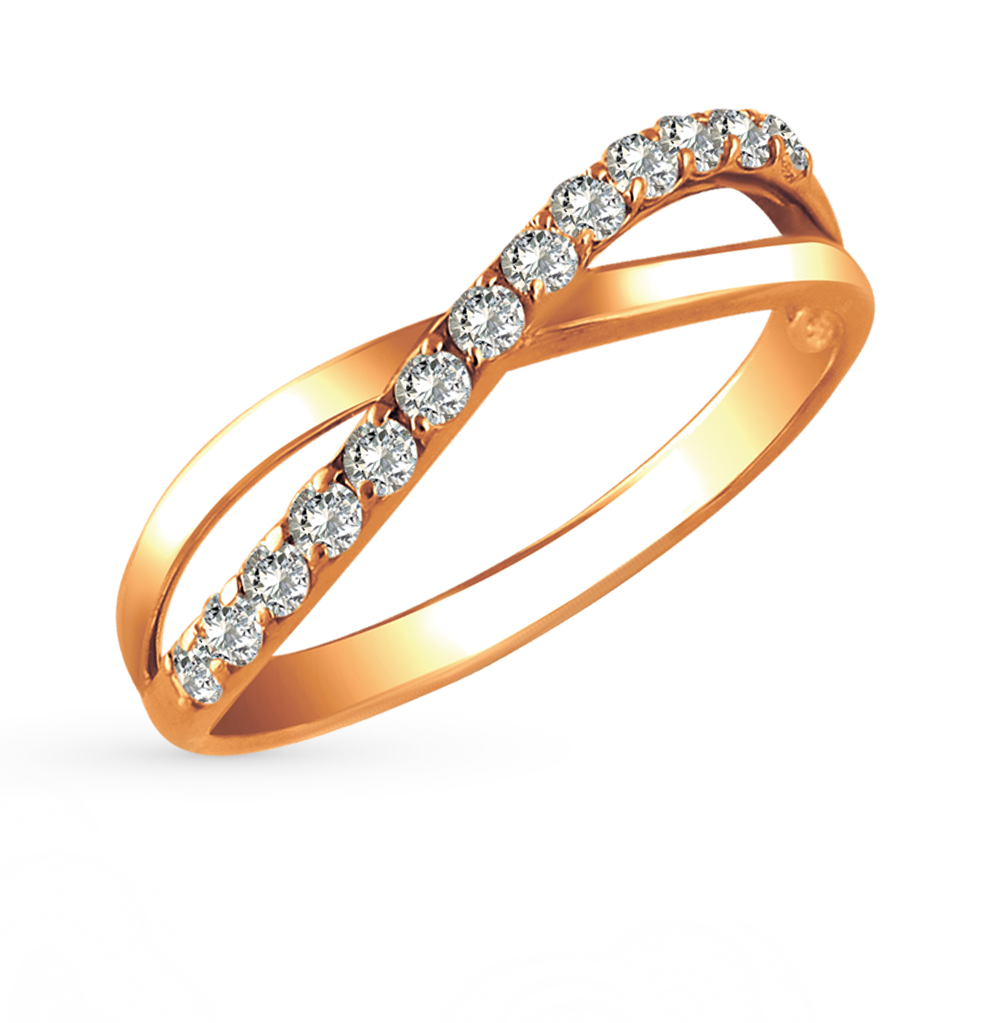 Золотое кольцо с фианитами sunlight проба 585