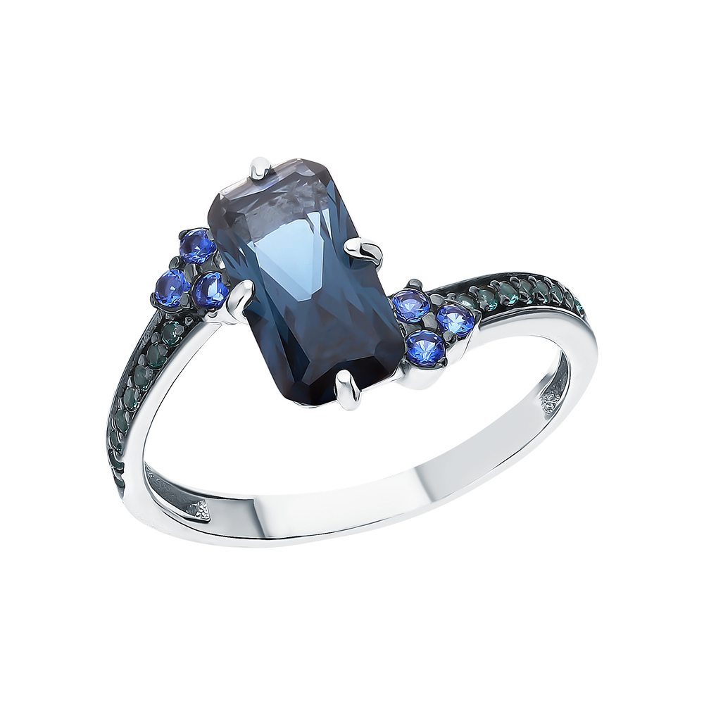 Фото «Серебряное кольцо с топазами, нанокристаллами и наносапфирами»