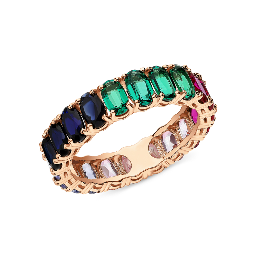 Фото «Золотое кольцо с изумрудами, сапфирами, рубинами и танзанитом»