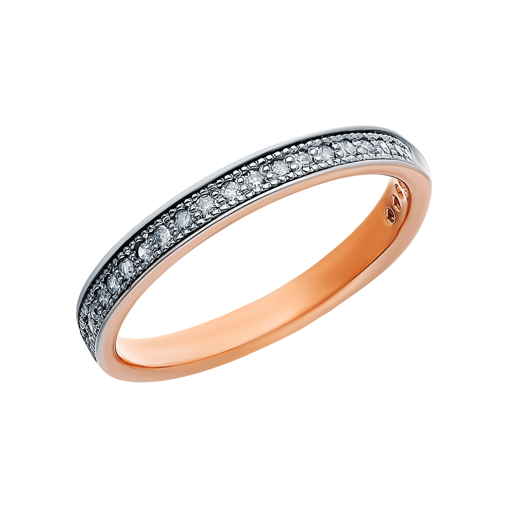 Золотое кольцо с бриллиантами ЮВЕРОС 2201914: розовое золото 585 пробы, бриллиант — купить в интернет-магазине SUNLIGHT, фото, артикул 135907