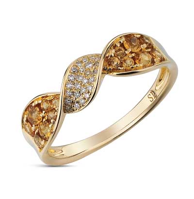 Фото «Золотое кольцо с гранатом и бриллиантами»