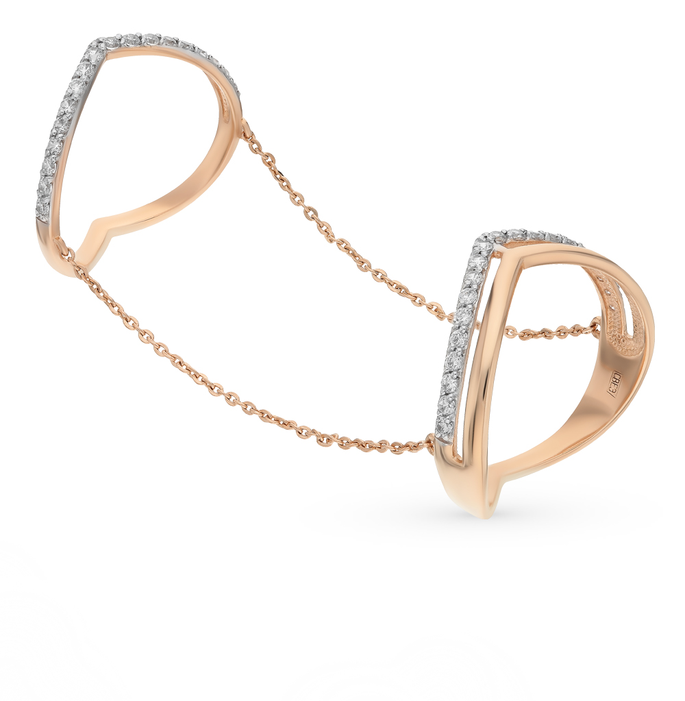 Золотое кольцо с фианитами