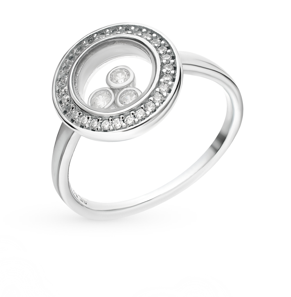 Серебряное кольцо с фианитами и ювелирным стеклом в Екатеринбурге