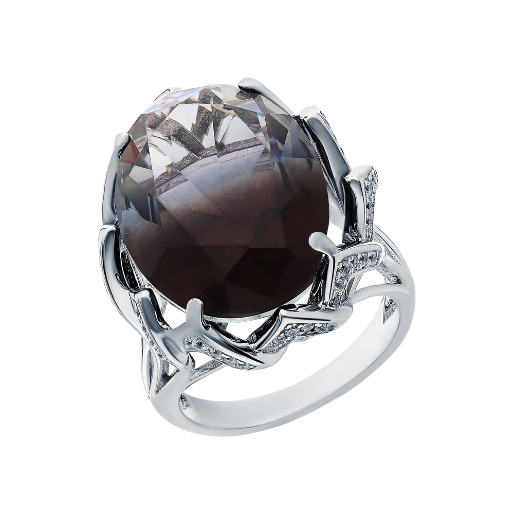Фото «Серебряное кольцо с кубическим цирконием и ситаллами»
