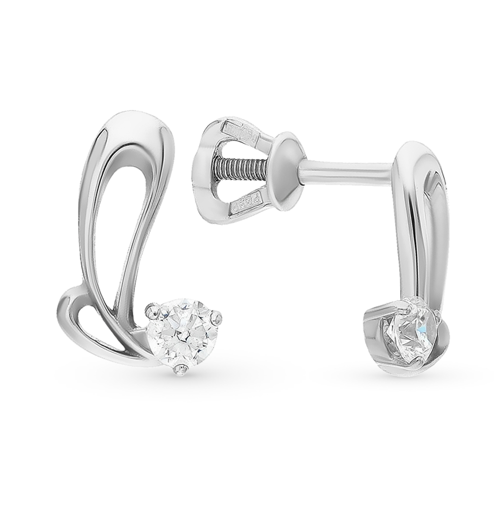 Золотые серьги с фианитами