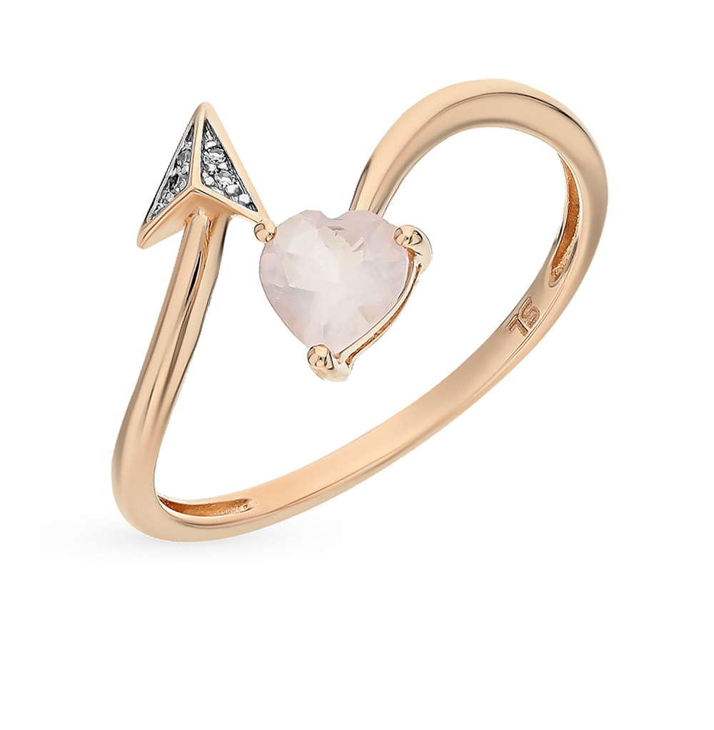 Золотое кольцо с кварцем и бриллиантами в Самаре