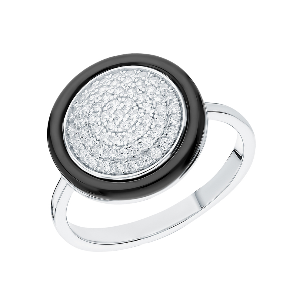 Серебряное кольцо с кубическим цирконием и керамикой в Краснодаре