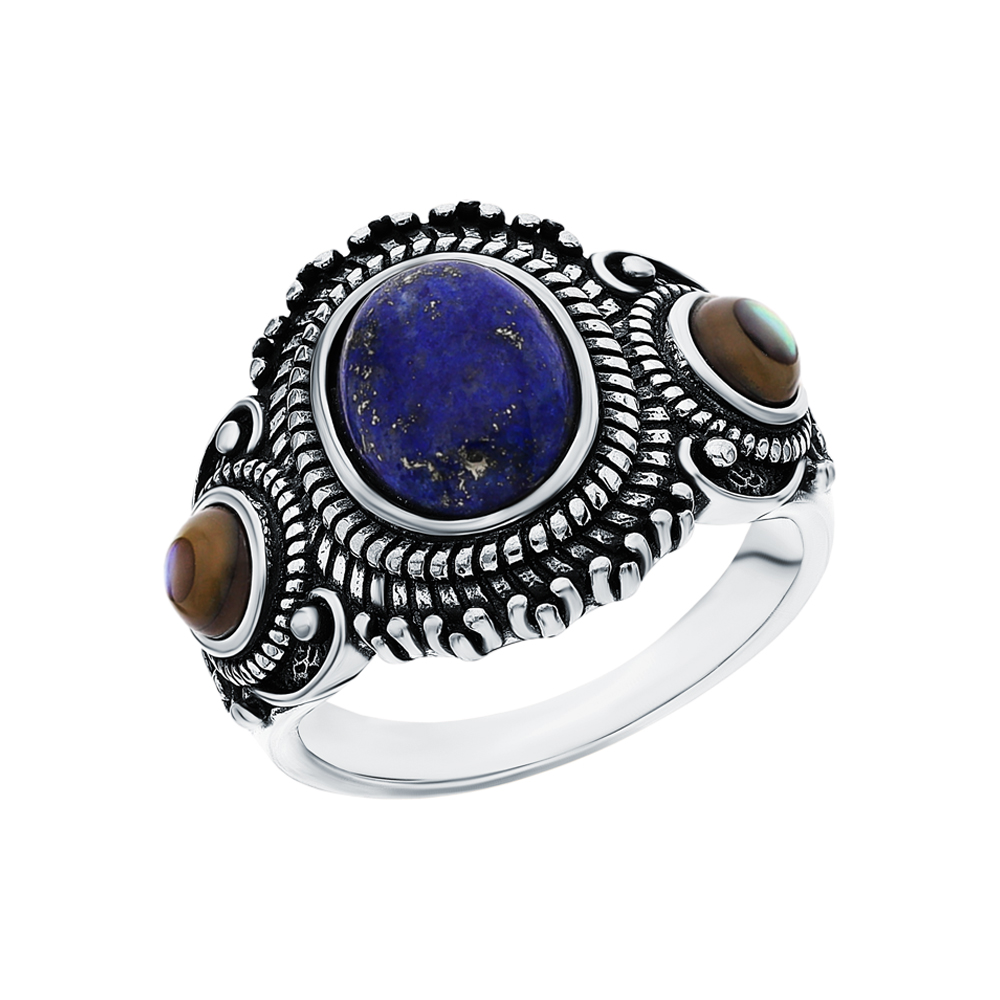 Фото «Серебряное кольцо с лазуритом и перламутром»