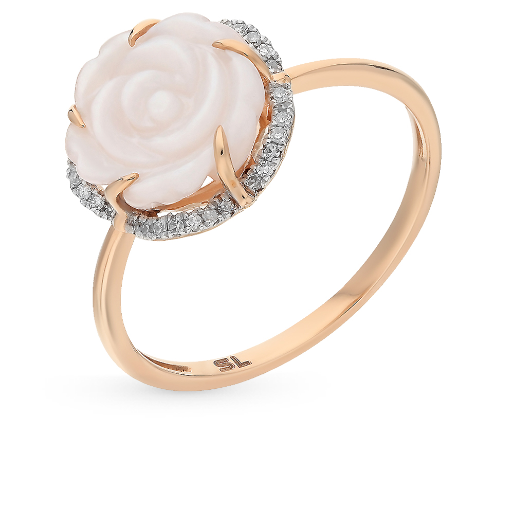 Фото «Золотое кольцо с перламутром и бриллиантами»