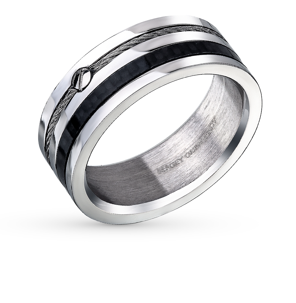 Стальное кольцо с карбоном в Самаре