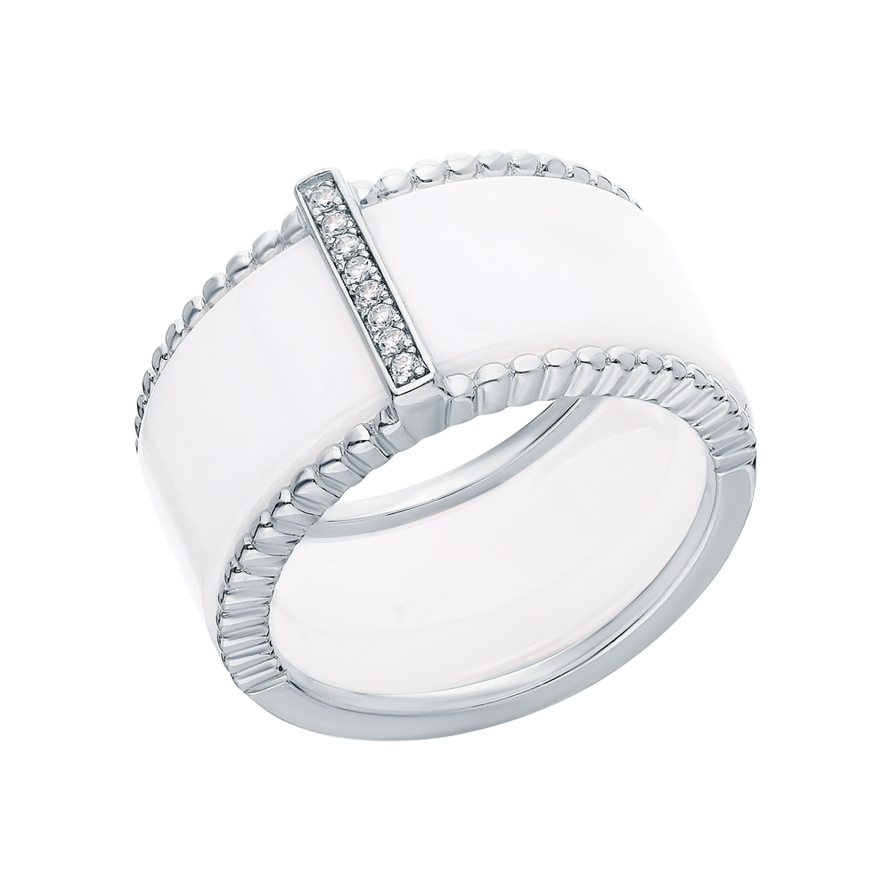 Серебряное кольцо с кубическим цирконием и керамикой в Нижнем Новгороде