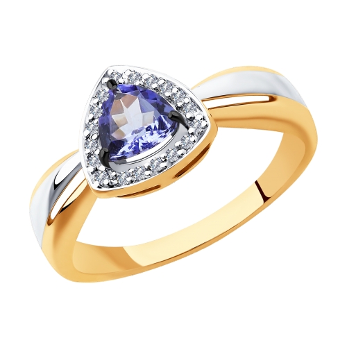 Золотое кольцо с танзанитом и бриллиантами в Екатеринбурге