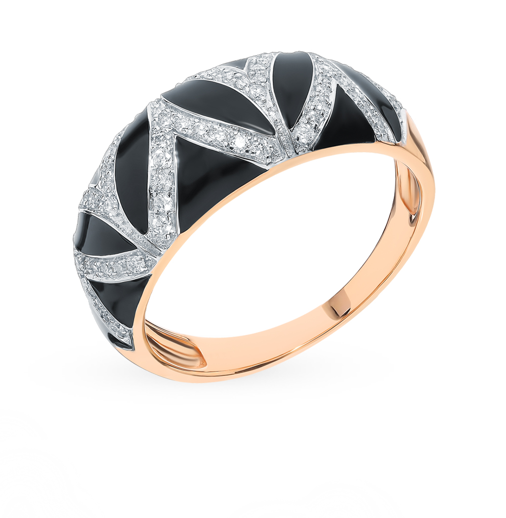 Золотое кольцо с эмалью и бриллиантами в Екатеринбурге
