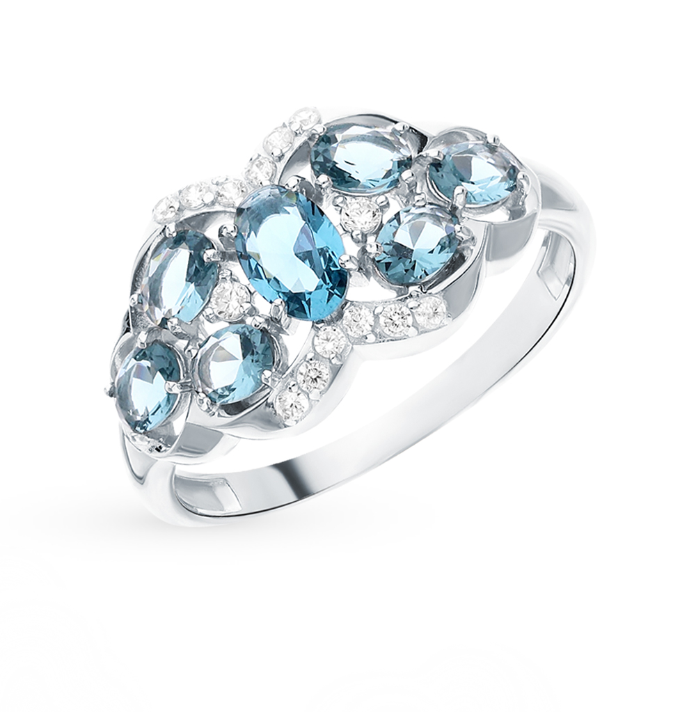 Фото «Серебряное кольцо с фианитами и ювелирными кристаллами»
