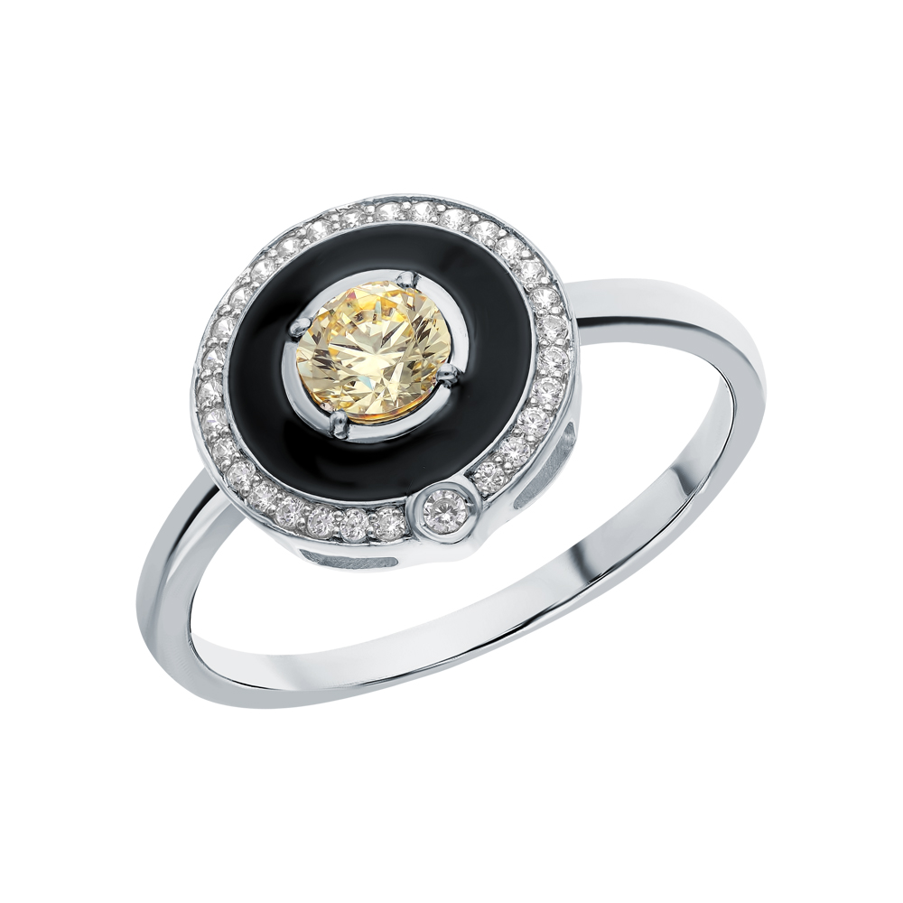 Серебряное кольцо с эмалью и фианитами в Новосибирске