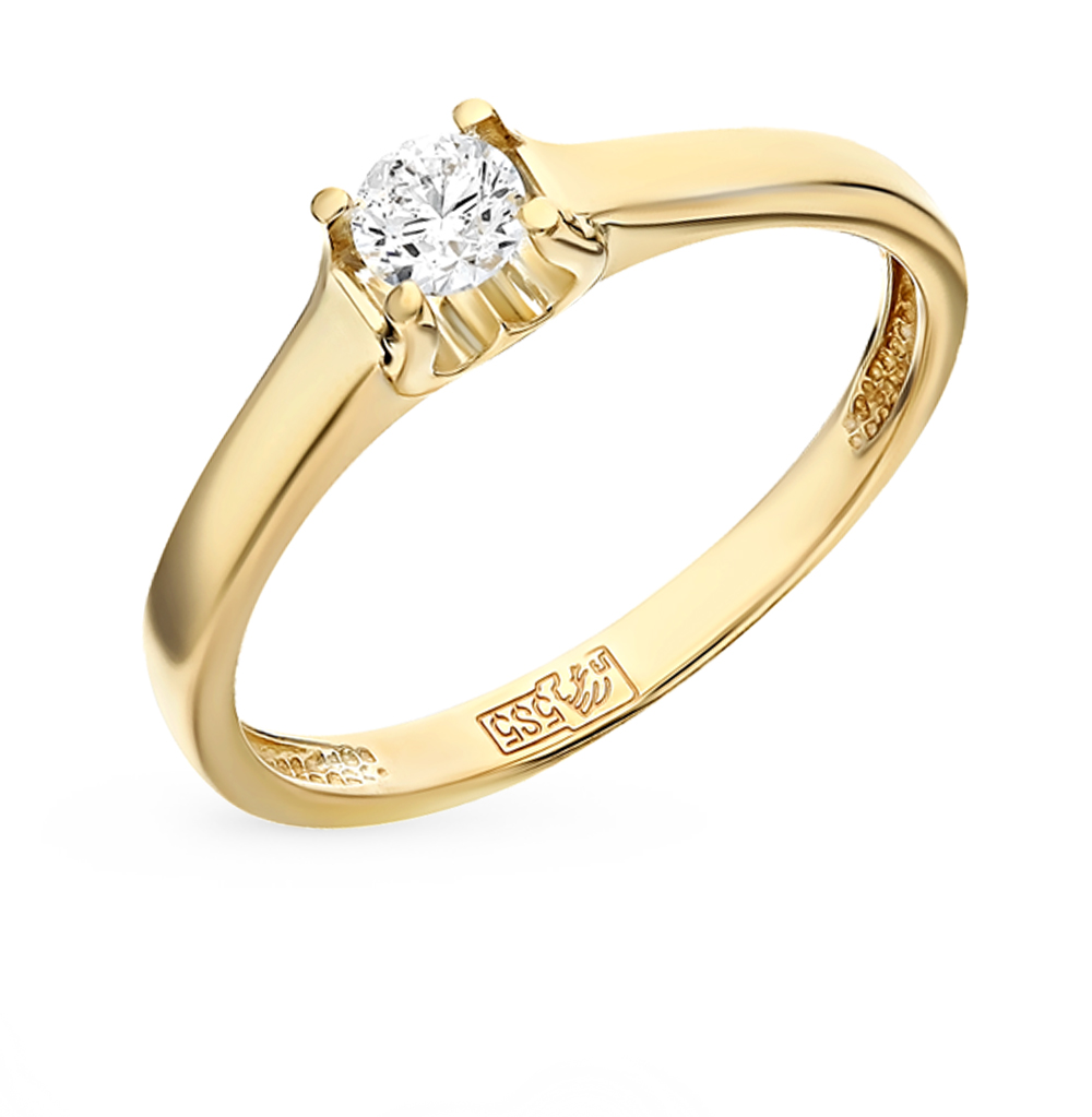 Золотые кольца с белым камнем