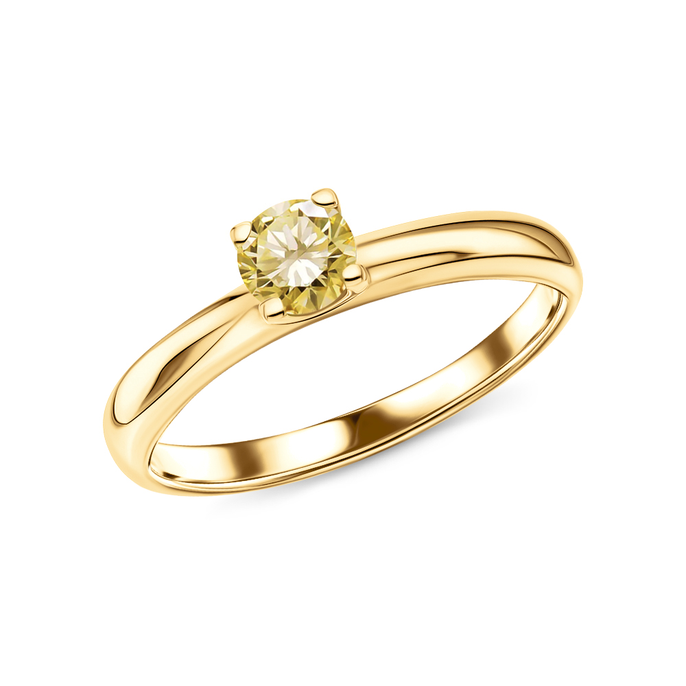Золотое кольцо с жёлтым бриллиантом в Самаре