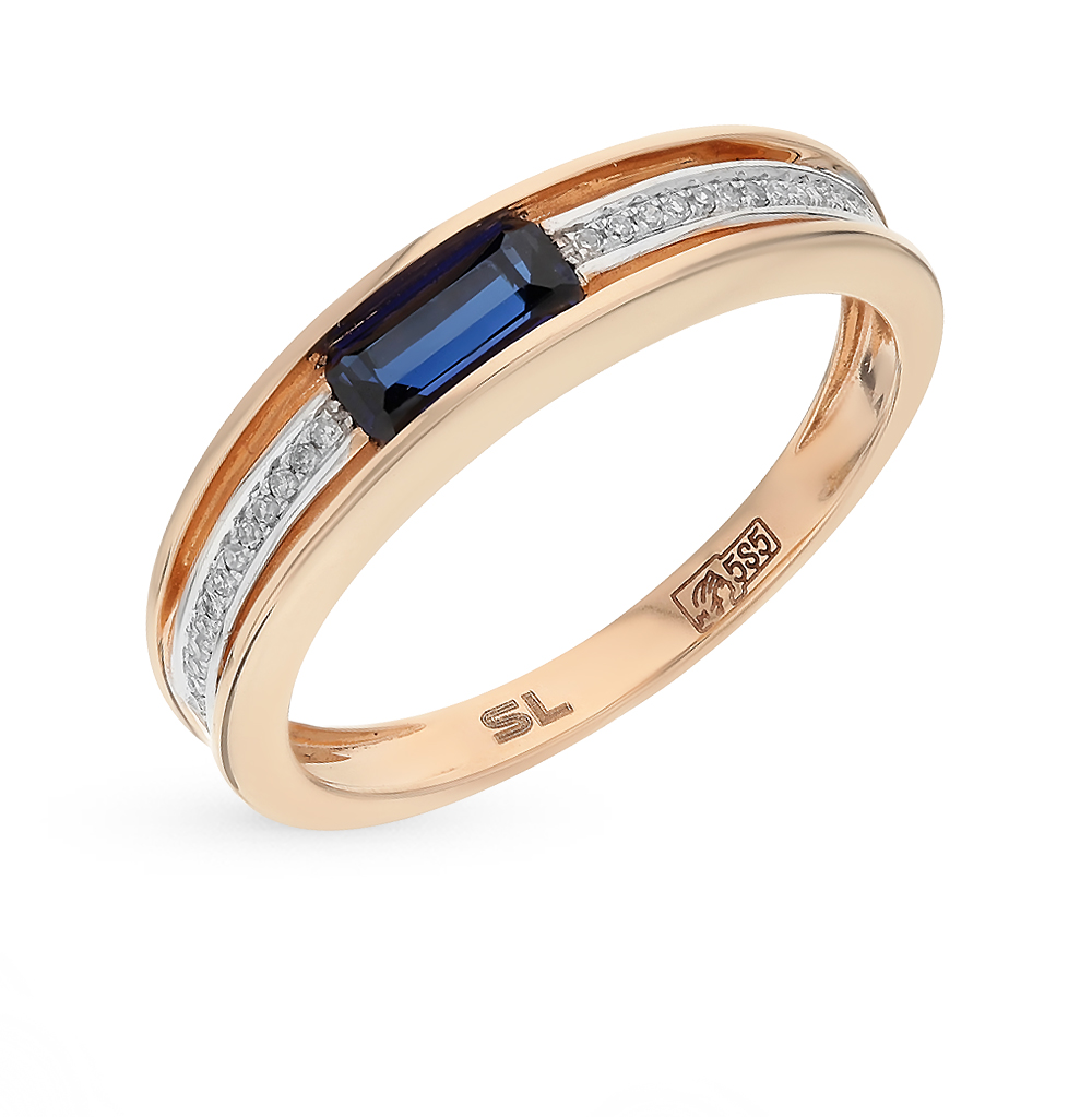 Золотое кольцо с сапфирами и бриллиантами в Самаре