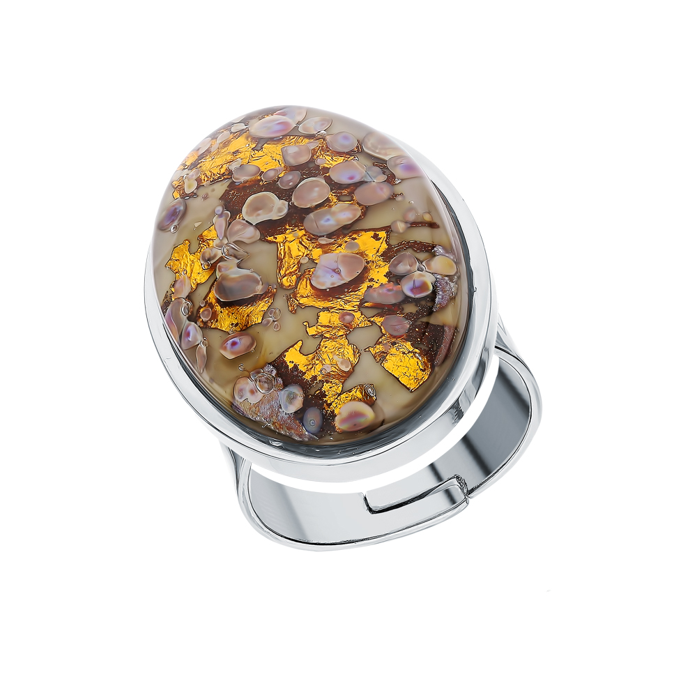 Стальное кольцо с муранским стеклом в Краснодаре