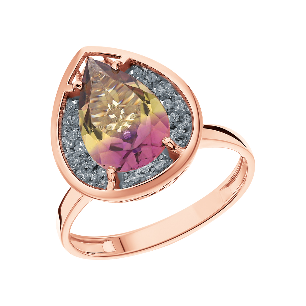 Золотое кольцо с фианитами и аметрином в Самаре