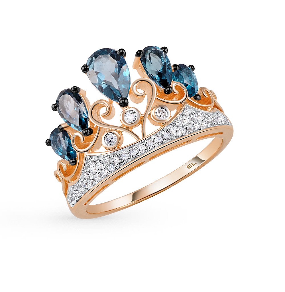 Золотое кольцо с топазами и бриллиантами в Санкт-Петербурге