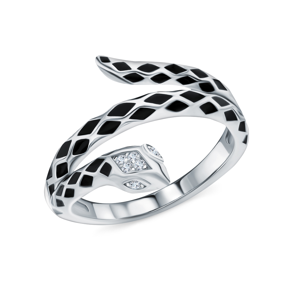 Серебряное кольцо с эмалью и фианитами в Краснодаре