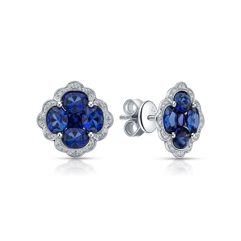 Серебряные серьги с фианитами и корундом
